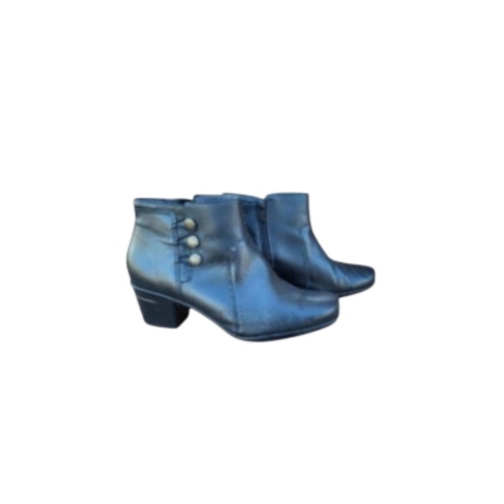 Clarks Emslie Monet Black Leather Ankle Boot Bootie Shoe Women 10